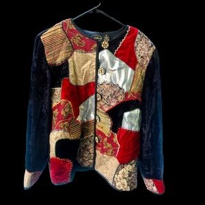 Vintage  Allure Tapestry Patchwork  Jacket  Coat Blazer Size M